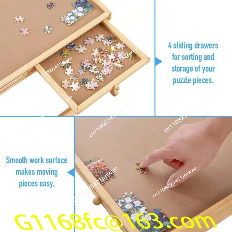 Wooden Puzzle Table Portable Drawer Storage Board Children's Sorting Table Bookcase Solid Wood Modern Minimalist