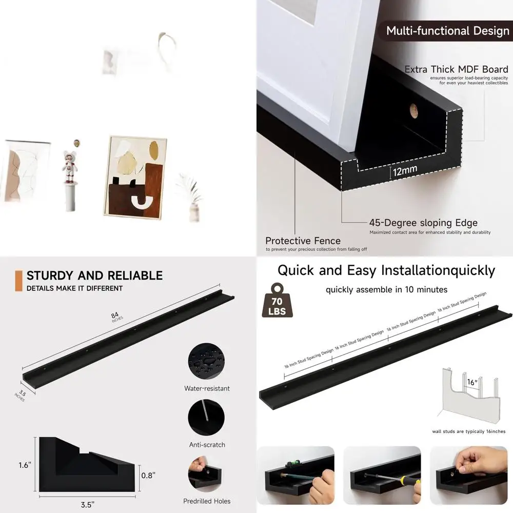 

Набор из 2 предметов: 84-длинные черные полки с картинками для стены, большая книжная полка для детской комнаты, хранилище детских игрушек, настенный декор для жизни