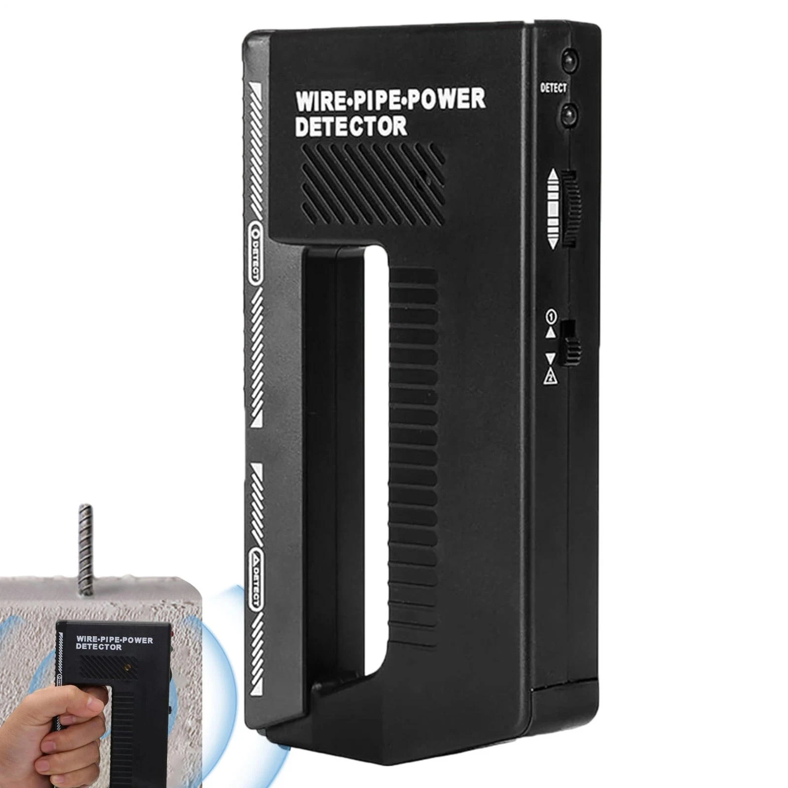 WPP123 Handheld Metal Detector with Audible & Visual Alarm, High Sensitivity Wall Scanner for AC Wire Pipe