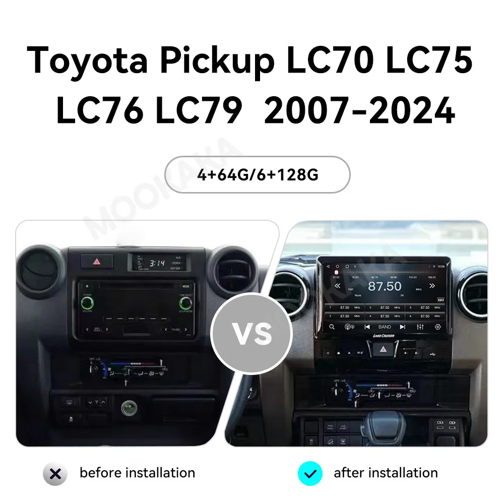 For Toyota Pickup Truck LC70 LC75 LC76 LC79 2007-2024 Car Multimedia Player Navigation Radio Stereo Head Unit Carplay Android