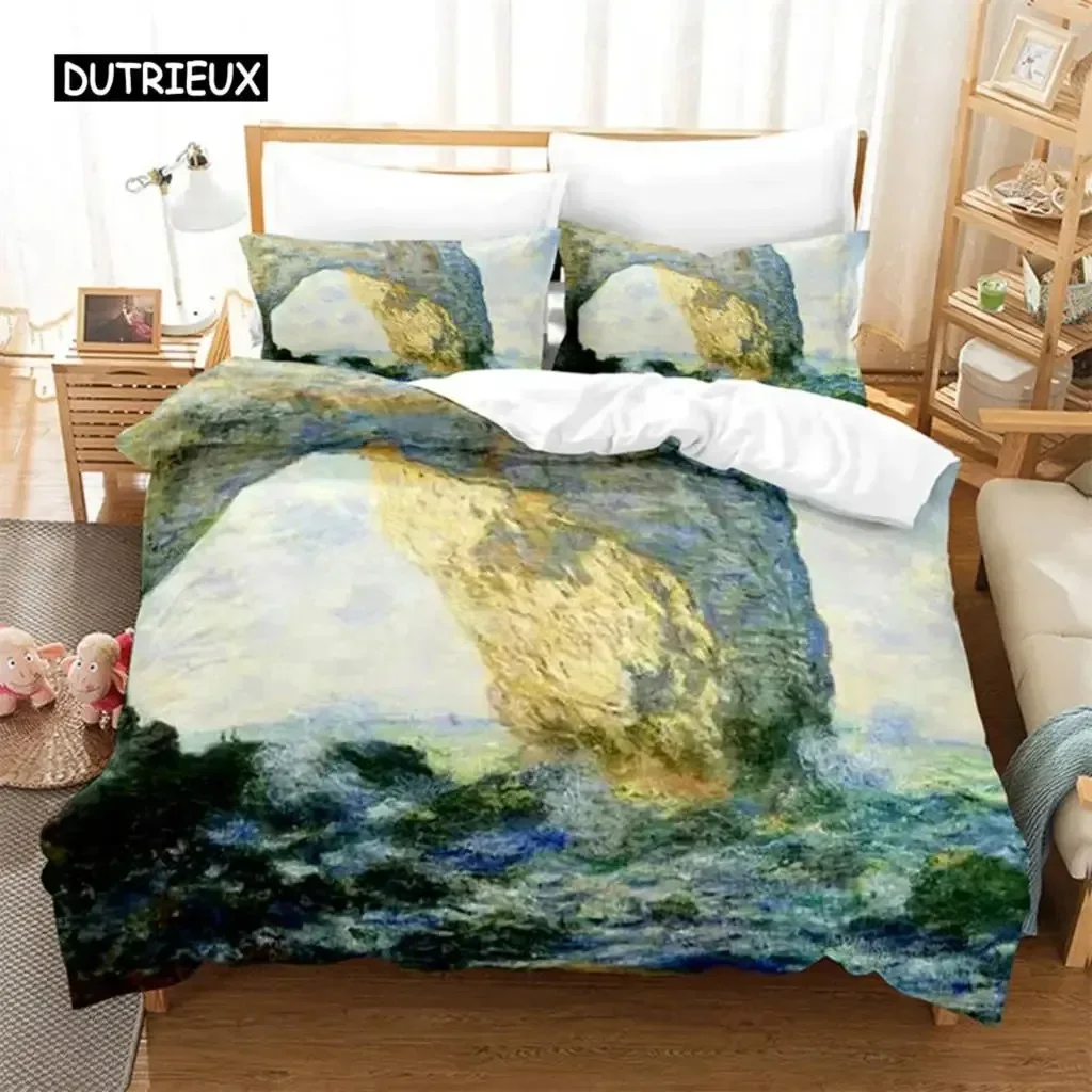 3D Artistic Bedding Set King Monet Van Gogh Style Sky Oil Painting Pattern Printed Duvet Cover With Pillowcases Hot Sale