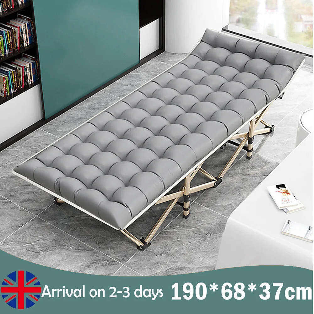 Single Foldable Folding & Mattress Guest Heavy Duty Portable Large Bed UK