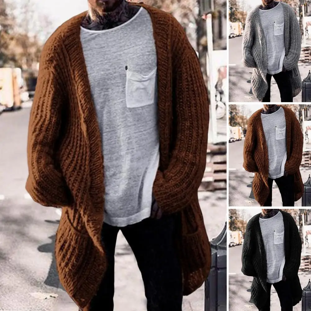 

Chic Men Cardigan Sweater Pockets Super Soft Men Sweater Jacket Relaxed Fit Knitting Cardigan Sweater