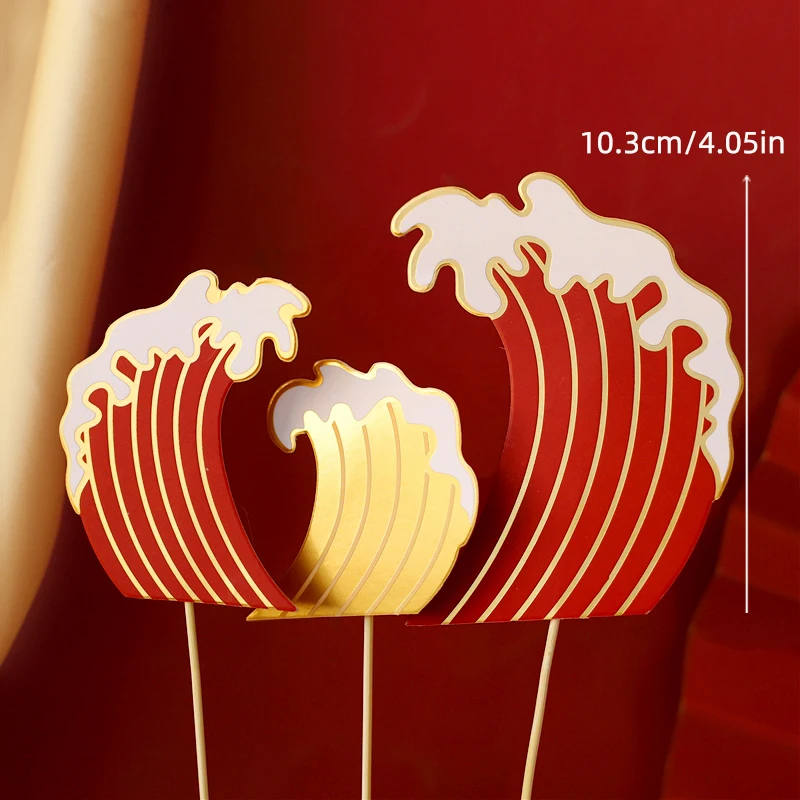 Chinesischer Fu-Charakter-Kuchenaufsatz, Rotgold, Pflaumenblüte, Langlebigkeit, Kuchendekoration für Großeltern, Geburtstagsfeier, Feier, Geschenk – Detail 4