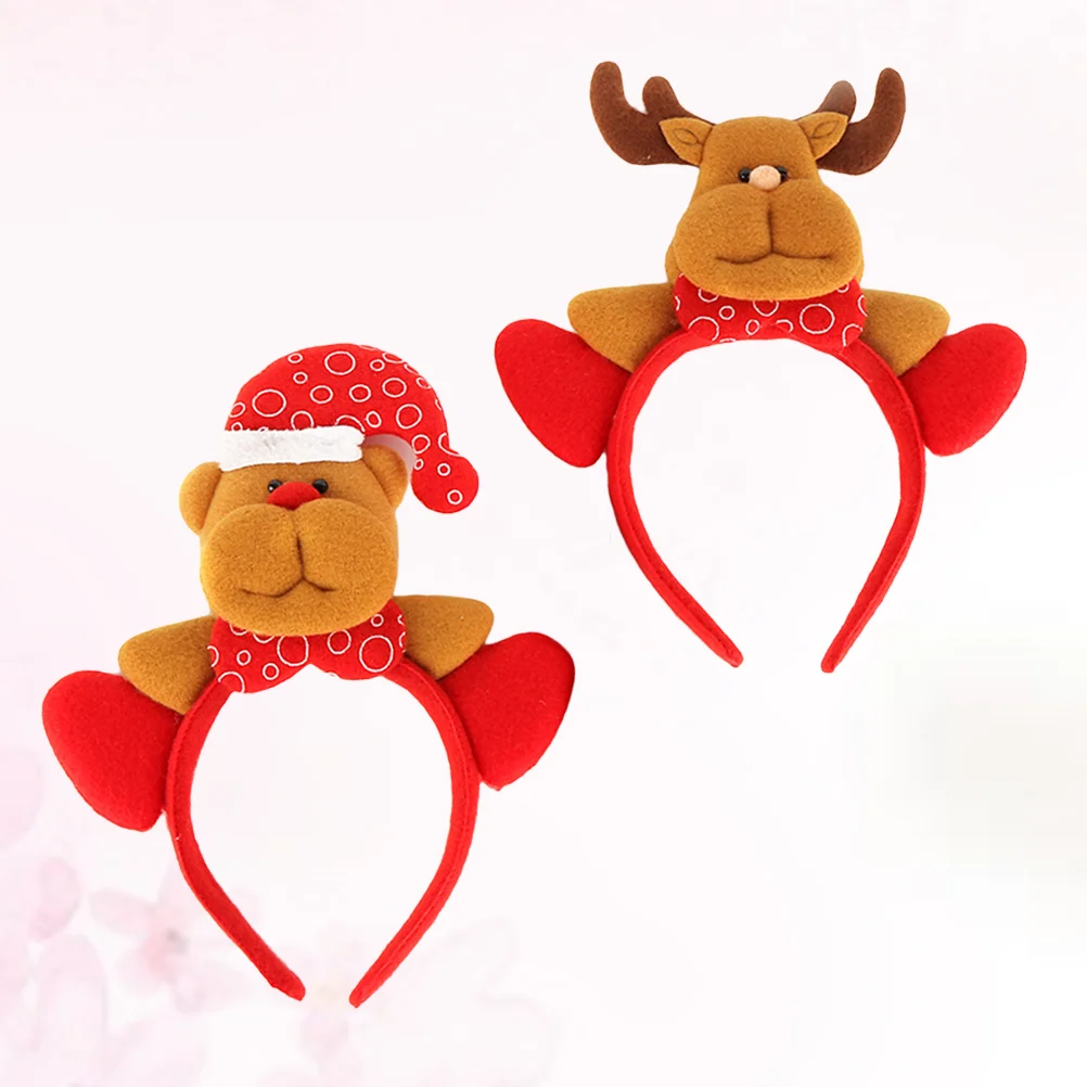 

2 Pcs Fashion Headbands Animal Horns Fawn Costumes Christmas Hairband for Party Funny Hoop