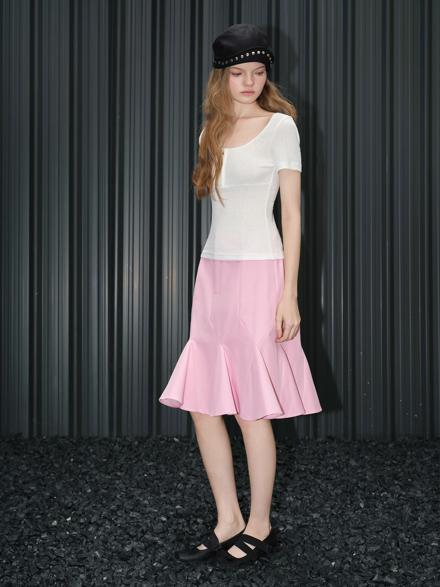 

Женская юбка миди А-силуэта с высокой талией, весна 2026, новая коллекция, уличный стиль, теплая хлопковая юбка с вставками и эффектом «рыбий хвост»