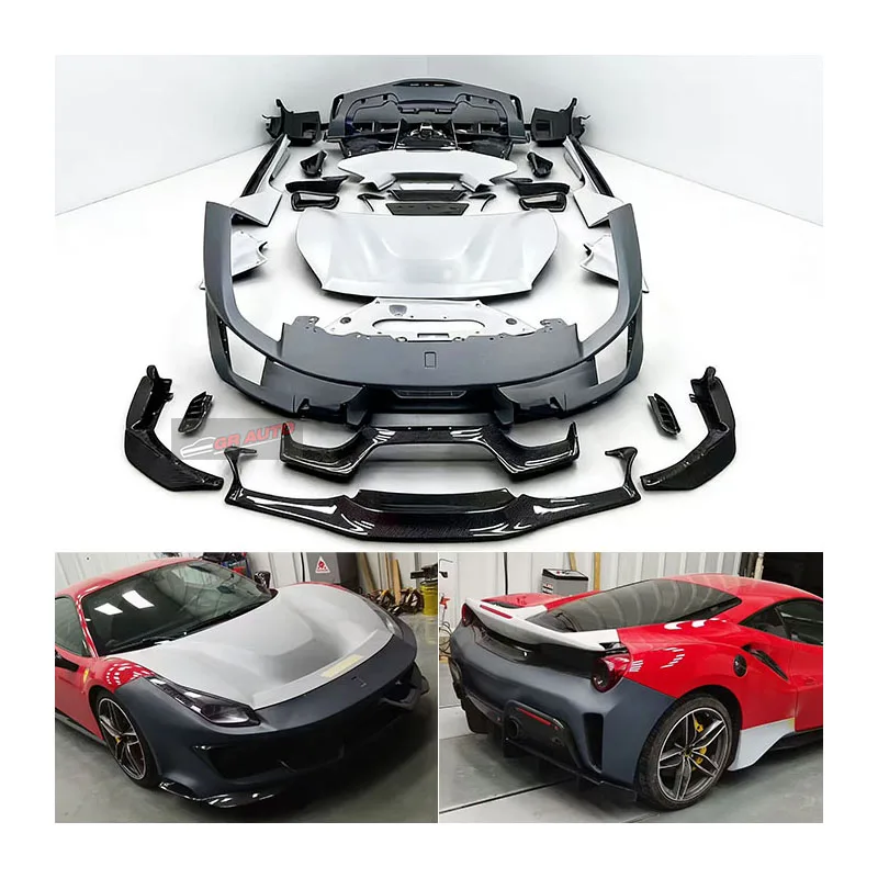 Идеальный гаражный комплект для Ferrari 488 GTB: полностью модифицированный обвес в стиле Pista из полипропилена и сухого карбона