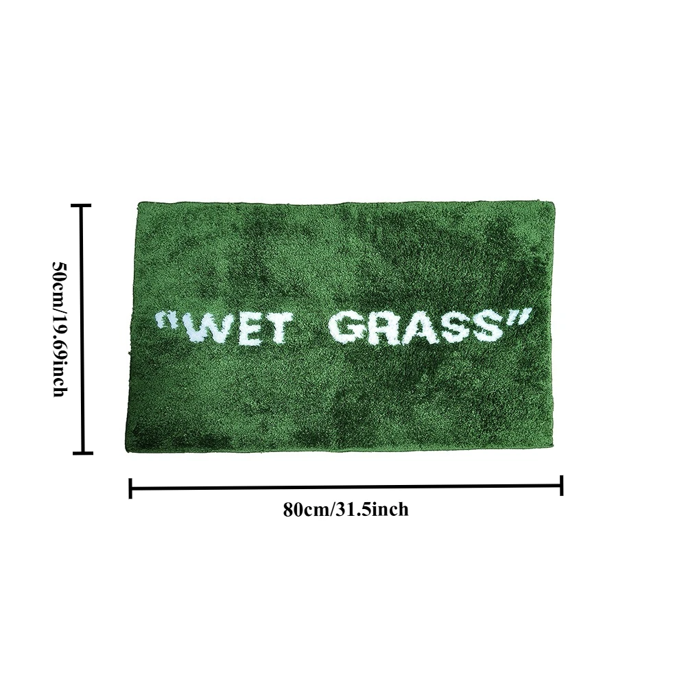 Rug Fashion Brand Wet Grass Doormat Flocking Tufted Living Room Carpet Green Grass Fluffy Plush Lounge Bedroom Bedside Rug