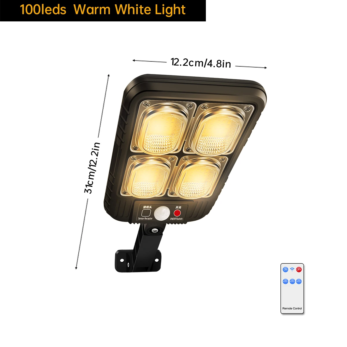 AMARYLLIS 100/200 LED Solar-Straßenlaterne, IP65, wasserdicht, Solar-Außenbewegungsmelder, Solar-Wandleuchte mit Fernbedienung für Garten und Hof 4