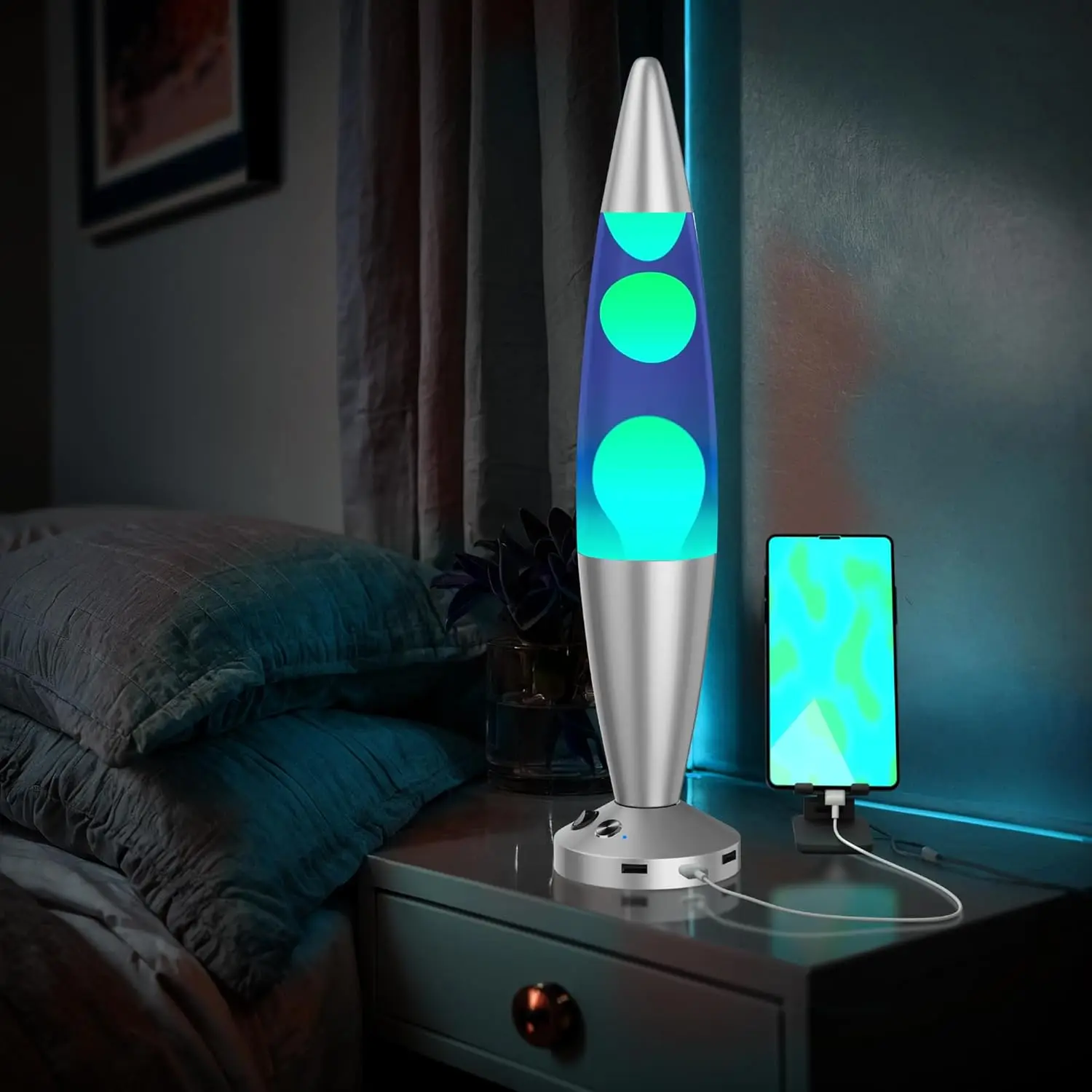 Luce notturna rilassante da 16 pollici con cera, lampada USB con spegnimento automatico per la decorazione domestica nel soggiorno, l'ufficio, la camera da letto