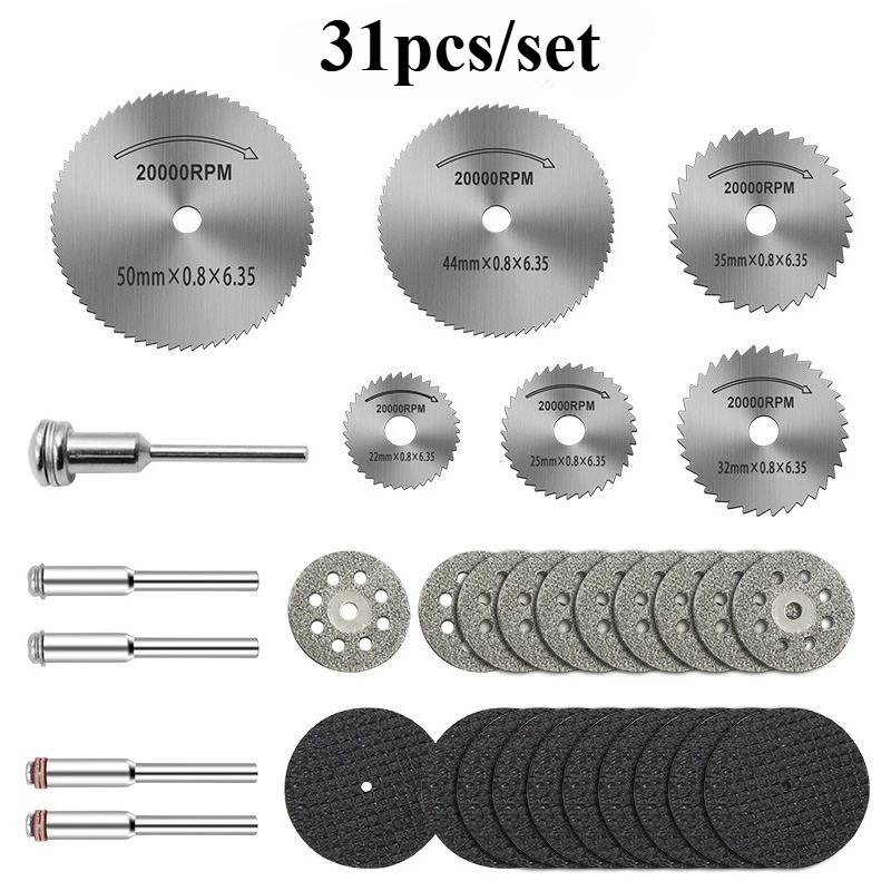

31 Piece Mini High Speed Steel Diamond Coated Saw Blade - Rotary Tool Cutting Wheel Rotary Tool Accessories