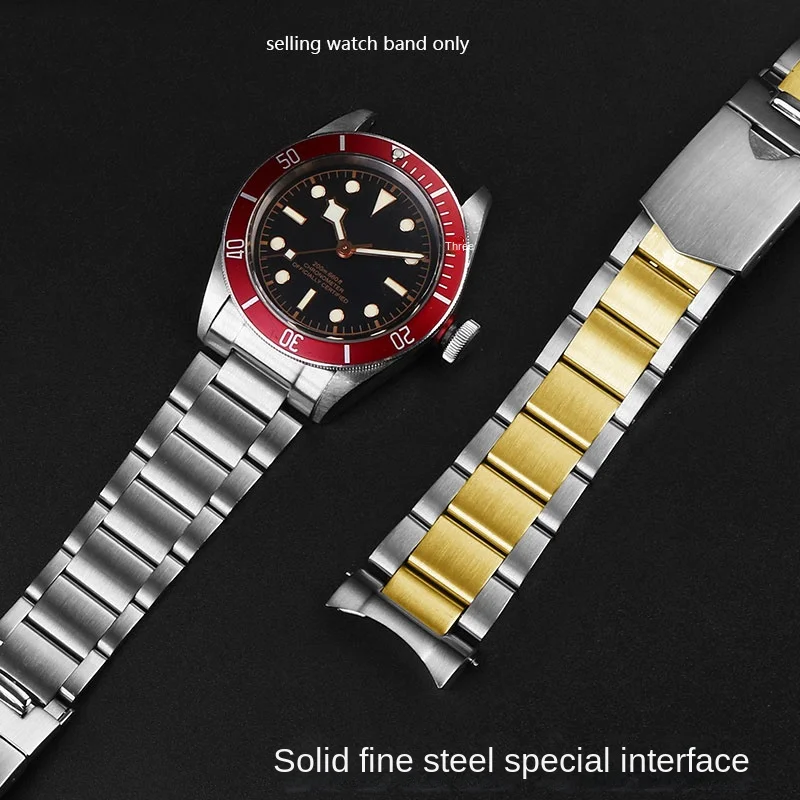 22mm Solid Stainless Steel Watch band For Tudor 1958 Black Bay 79230 79730 79200R Heritage Chrono Watch Strap Me‘s Bracelet