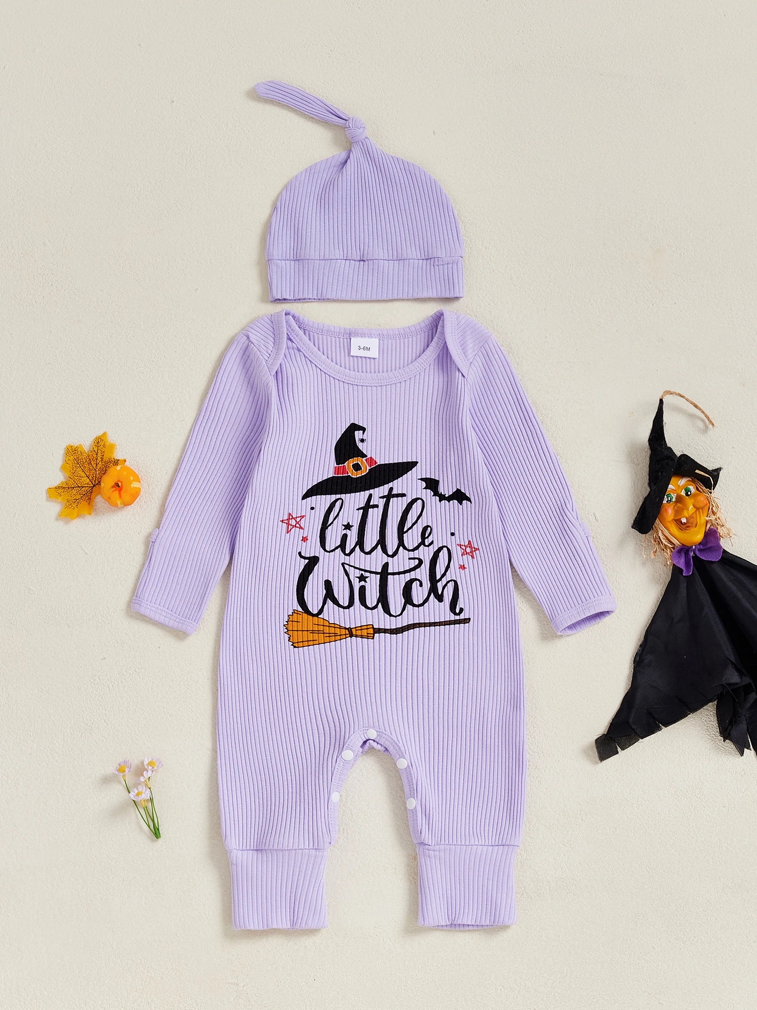 

Adorable Baby Girl Halloween Costume Set with Pumpkin Print Romper Hat and Socks for Infant Toddler Dress Up Outfit