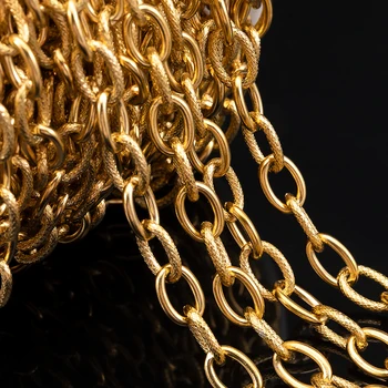 1M schwere klobige Hip-Hop-Kette aus Edelstahl, mattiert, ovale Gliederketten für DIY-Männer, Schmuckherstellung, Punk-Halskette, Armband, Kette