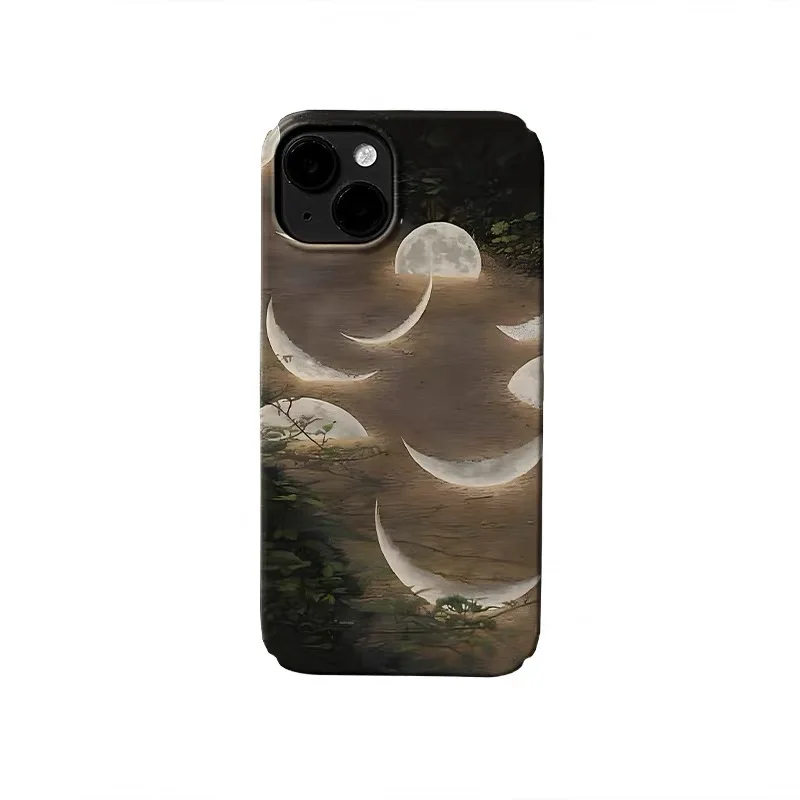 

The Moon on The Black Road Phone Case for IPhone 16E 15 14 13 Pro Max 12 Mini 11 Pro Plus Protection Ultra Thin Hard PC Cover