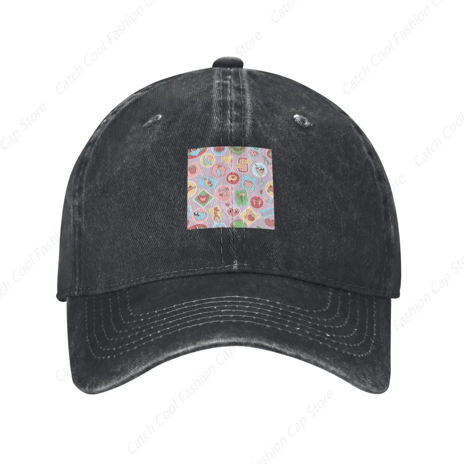 Interesting Seamless Patterns Baseball Cap Vintage Unisex Style Washed Cotton Headwear Outdoor All Seasons Travel Hats Sports