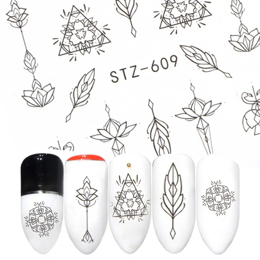 Sticker for Professional Nail Decal Nail Flower Water Transfer Black Necklaces Jewelry Salon