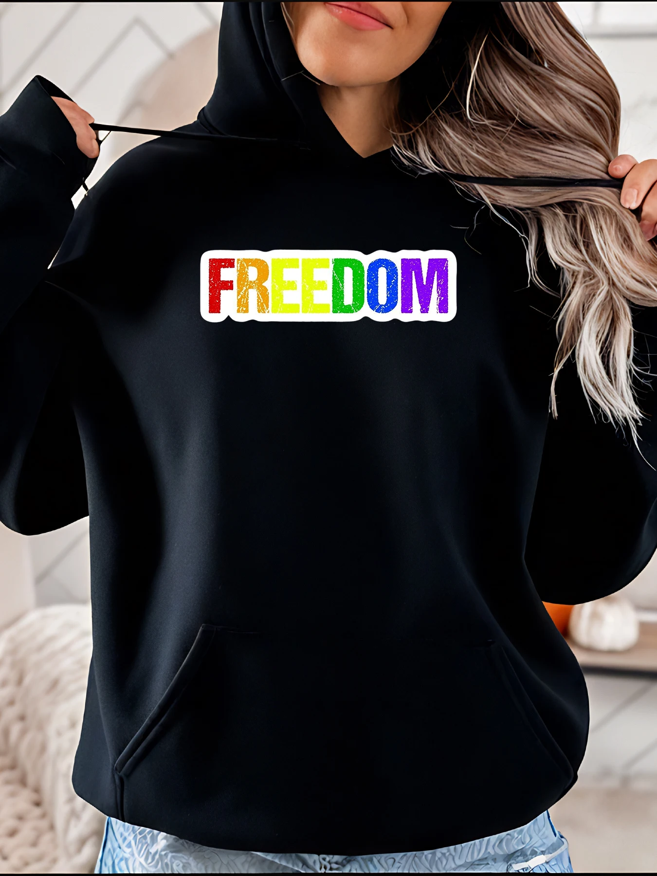 

Толстовка с радужным принтом Freedom, повседневная толстовка унисекс для LGBTQ Pride, уличная одежда для женщин и мужчин