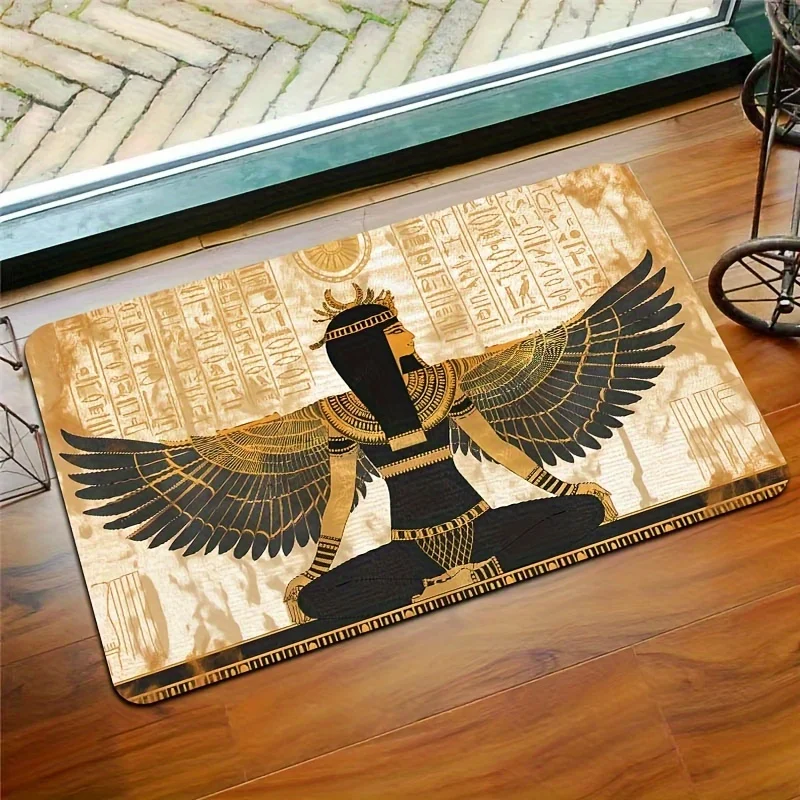 Ancient Egyptian Goddess Printed Non-Slip Floor Mat Washable Decorative Area Rug for Bathroom Kitchen Living Room Bedroom