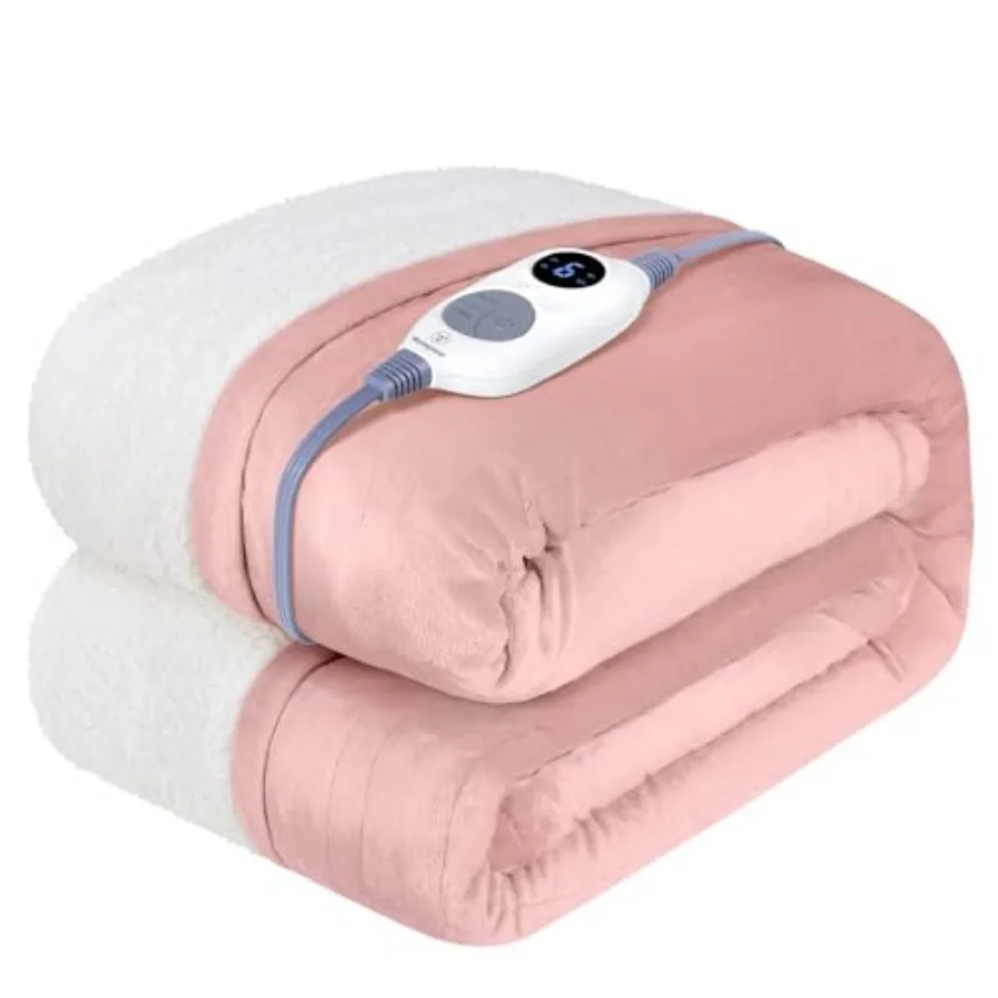 

Heated Blanket Throw, Soft Flannel to Sherpa Electric Blanket with 10 Heating Levels, 12 Hours Auto Off, Fast Heating, Machine