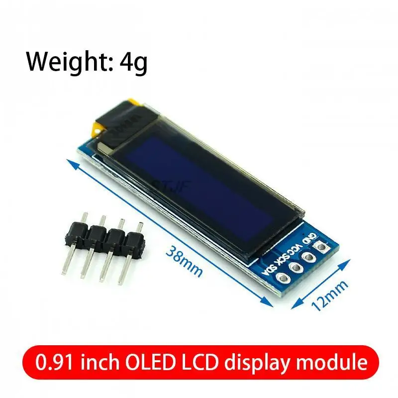 0.91 Inch OLED Module SSD1306 128x32 OLED LCD Display Module Compatible with 3.3V-5V Compact Size