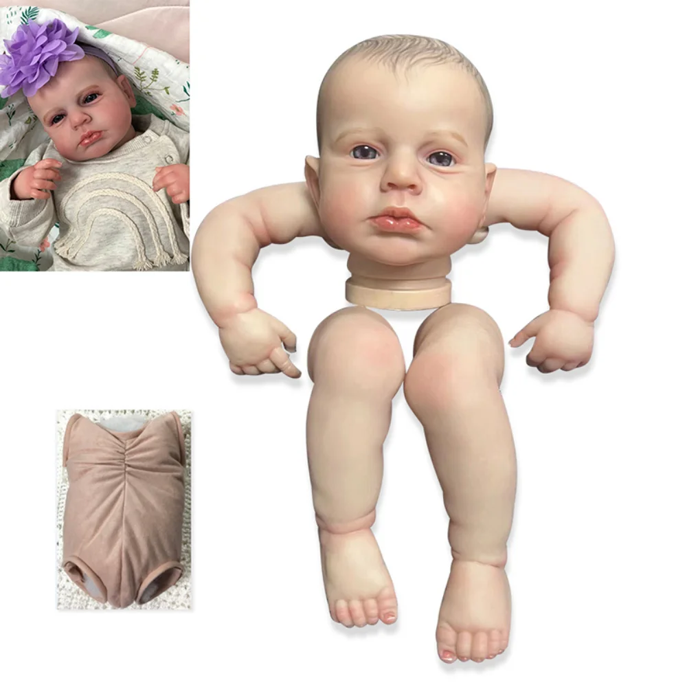 

19inch Bebe Reborn Doll Kit Already Painted Awake Loulou Lifelike Soft Touch Unfinished Doll Parts Details Painted Veins Vessels