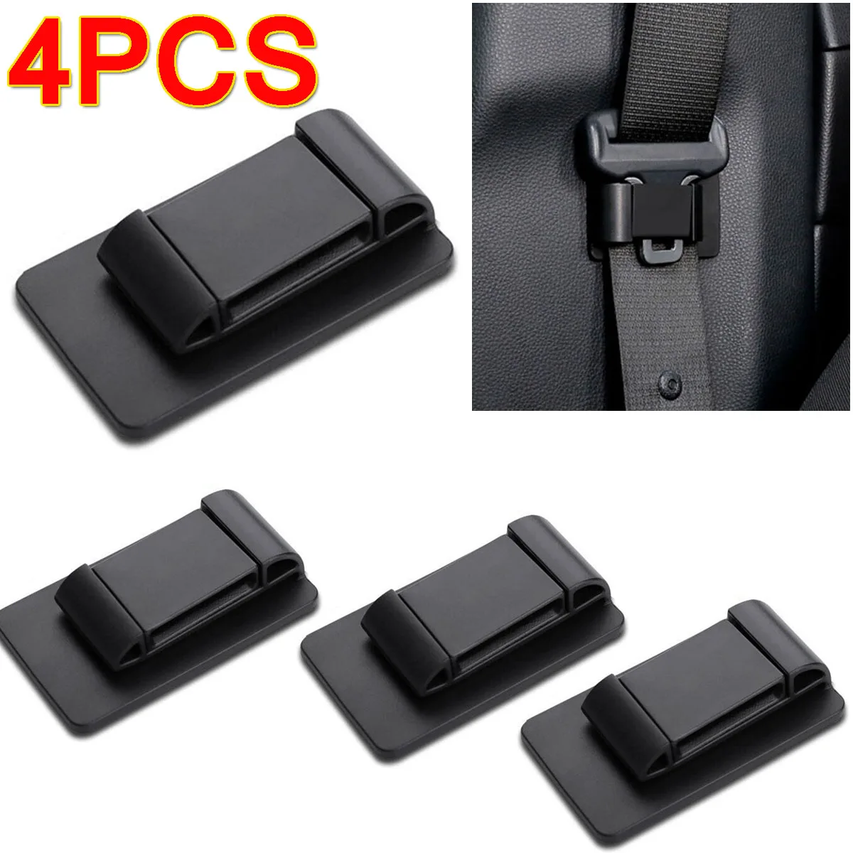 

4Pc Car Seat Belt Limiter Buckle Non-slip Stopper Fixed Clip Auto Seat Belt Holder Stabilizer Fastener Adjustable Clip Universal