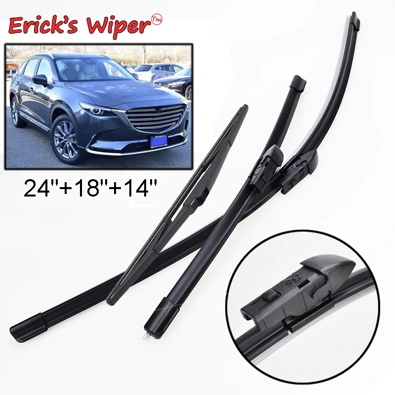 Erick's Wiper Front & Rear Wiper Blades Set For Mazda CX-9 CX9 MK2 2016 - 2023 Windshield Windscreen Window Brushes 24"+18"+14"