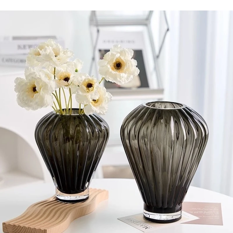

Simple Crystal Glass Vase Hydroponic Flower Arrangement Art Desktop Decoration Modern Room Aesthetic