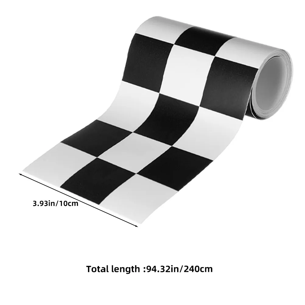 4 Rolls Waterproof Peel and Stick Wallpaper Checkered Flag Border Trim Black White Paper for Bathroom Kitchen Classroom