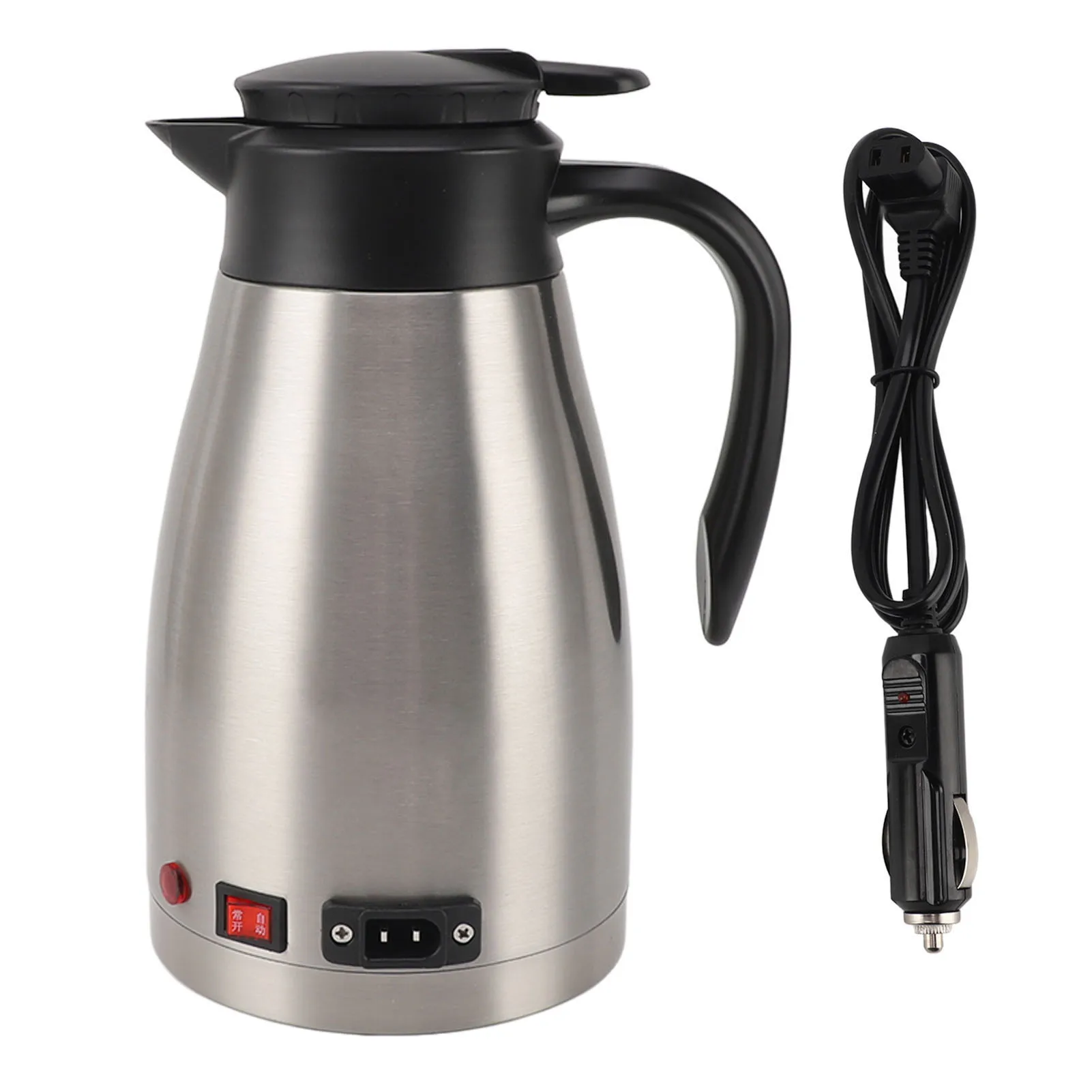 12V Electric Car Kettle Portable Stainless Steel 1300ML Large Capacity Electric Car Water Boiler for Outdoor Travel