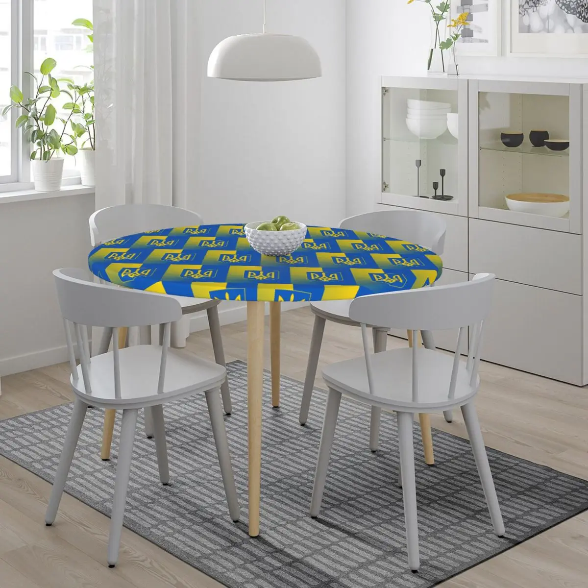 Flag Of Ukraine Waterproof Round Tablecloth Oilproof Table Cloth for Kitchen Events Dining Table Cover