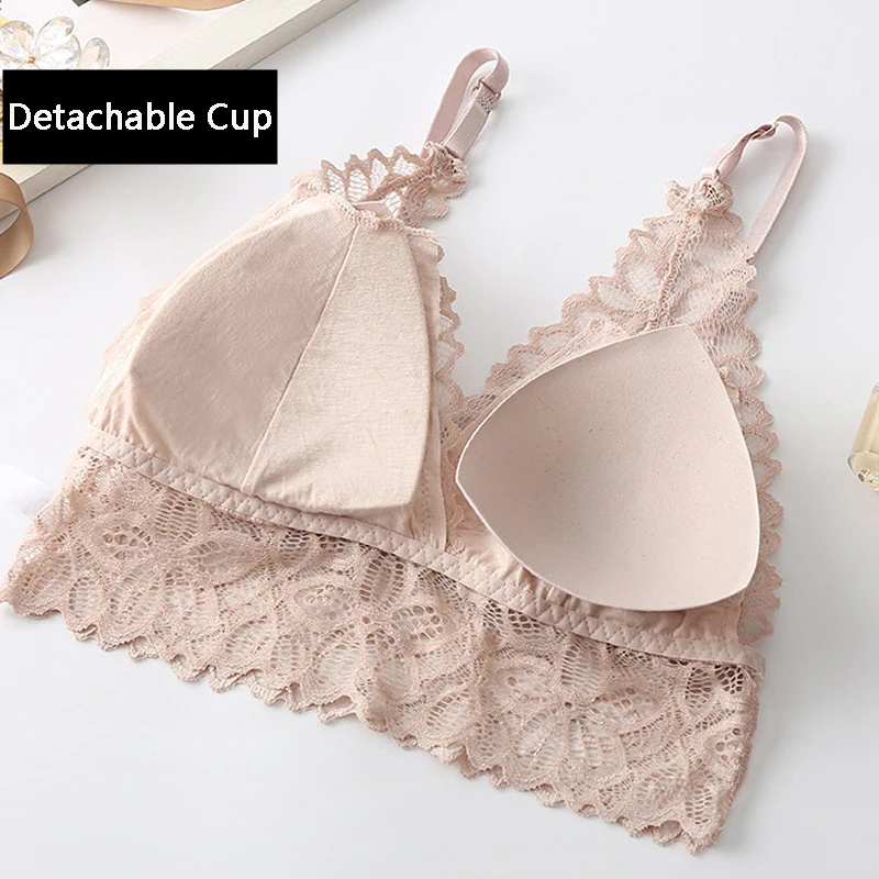 Women Lace Bra Summer Sexy Lingerie Fashion Push Up Bralette Female Soft Padded Tube Top Backless Seamless Wireless Underwear