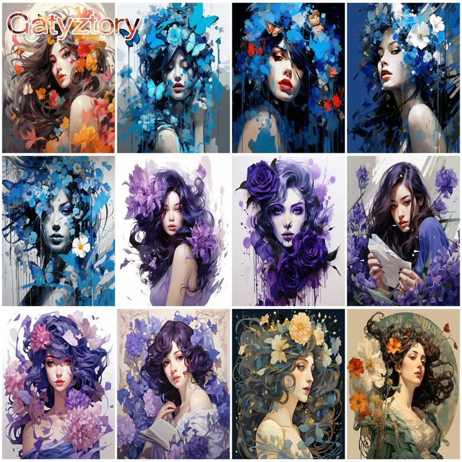 

GATYZTORY Women DIY Painting By Numbers Figure Kits Acrylic Painting Pictures oF Coloring Paint By Numbers For Home Decor Gift