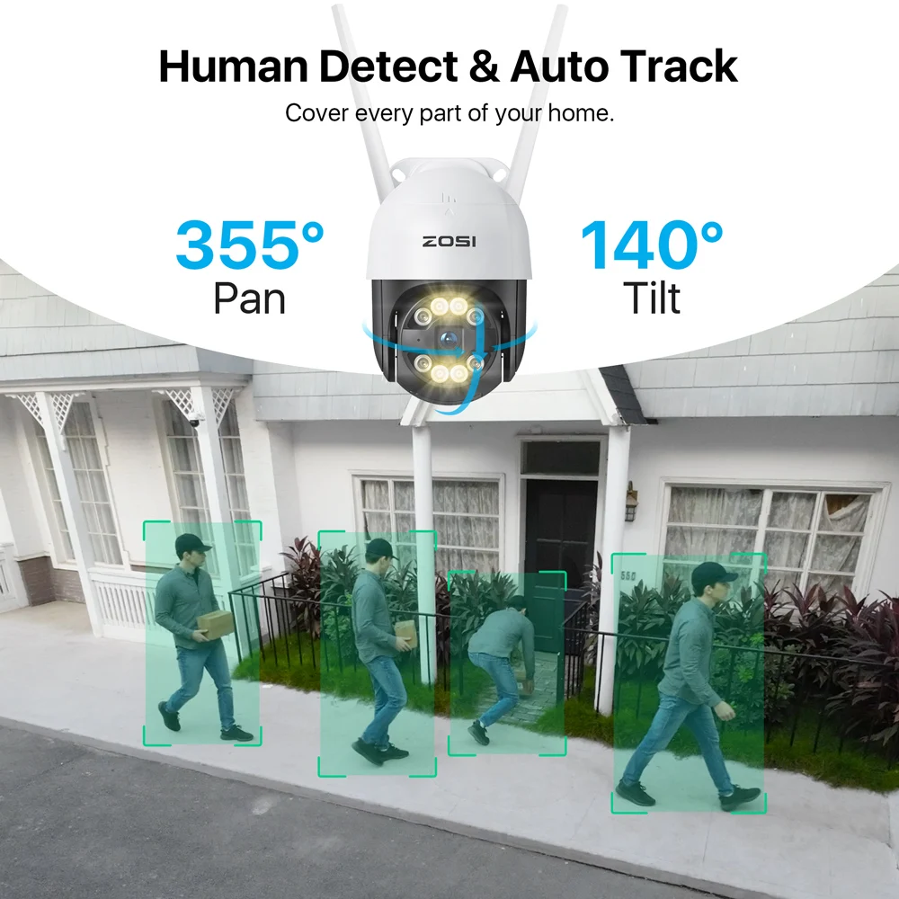 Imagem -02 - Zosi-ptz Sistema de Câmera de Segurança sem Fio Câmera de Vigilância Pan Tilt 3mp 125 Monitor Lcd 2k 8ch Tudo em um Interior e Exterior