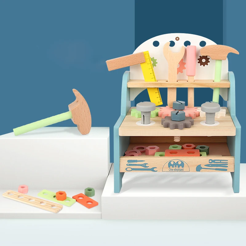 Children's Wooden Simulation Repair Tool Table Multi-functional Nut Disassembly Assembly Playhouse Educational Montessori Toys
