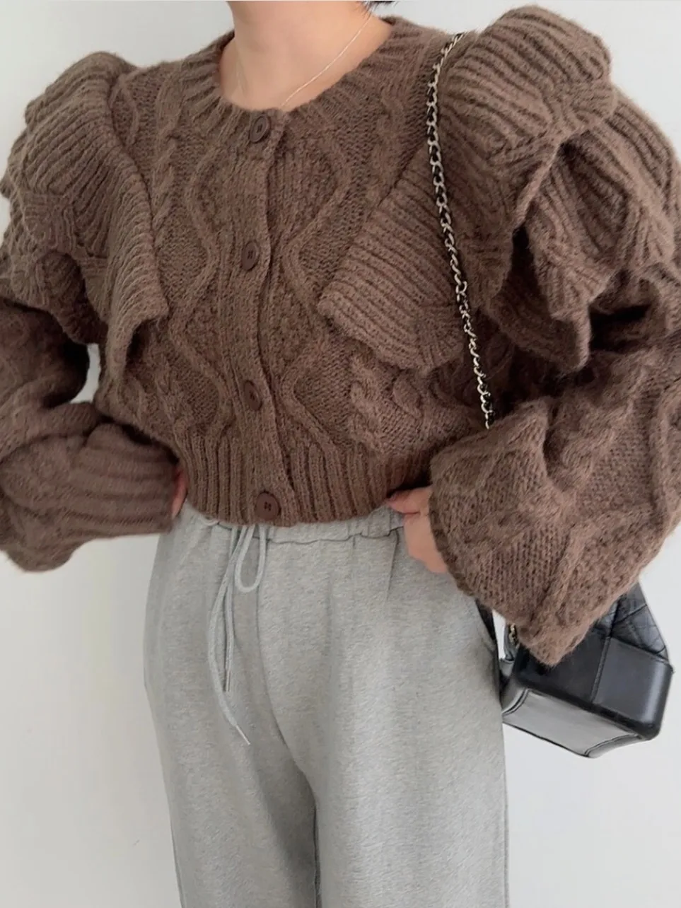 

Retro Design Heavy Work Long Sve Knitted Sweater Coat for Women Chic Autumn Winter New Sle Floral Versatile Fem ...