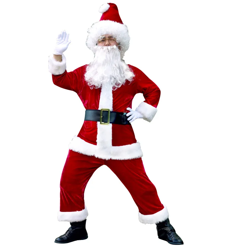 Kerstman Outfit Kerst Deluxe Fluwelen Kostuum Kostuum Fancy Dress Up Vakantie Feest Cosplay