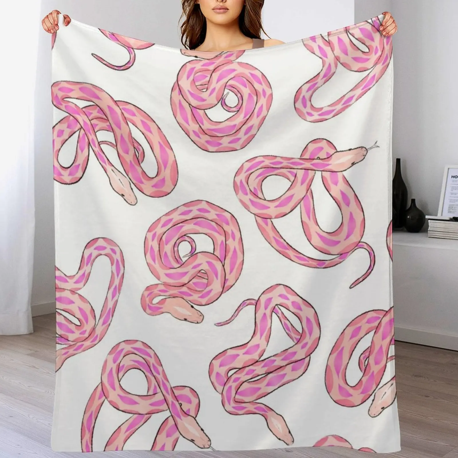 

Pink Snakes Throw Blanket Heavy Soft Beds Thermals For Travel Blankets