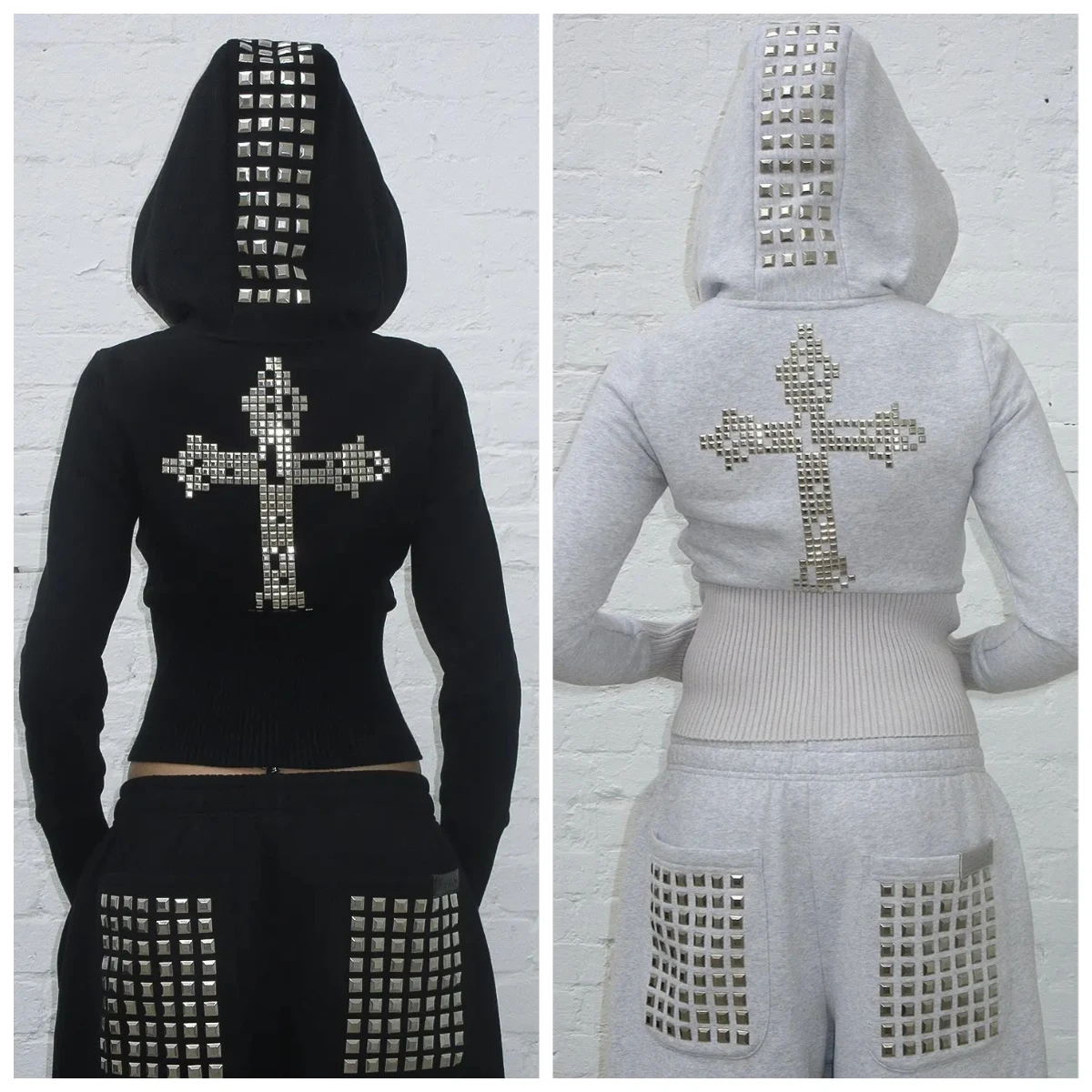 

High Street Rivet Hooded Sweatshirt Youth Waist Cinching Fashion Pullover Casual Hip-hop Women's Sports Jacket