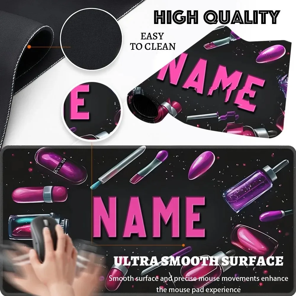 Hot Pink Cosmetic Custom Mouse Pad, Lip Brush Fabric Rubber Mat, Practical Desktop Mat for Office and Gaming