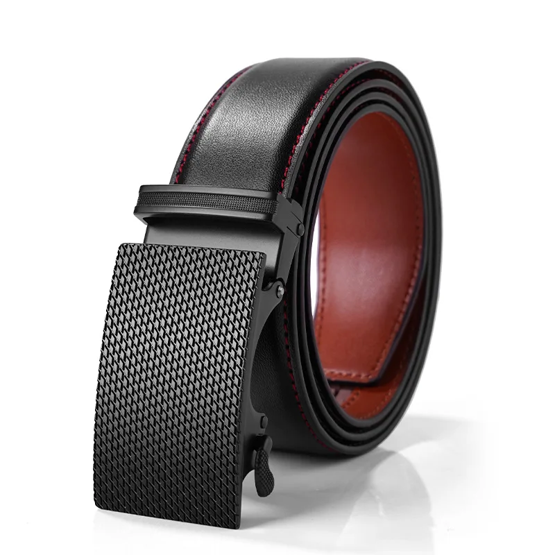 Genuine Leather Men's Automatic Buckle Belt Adjustable Business Waist Belt