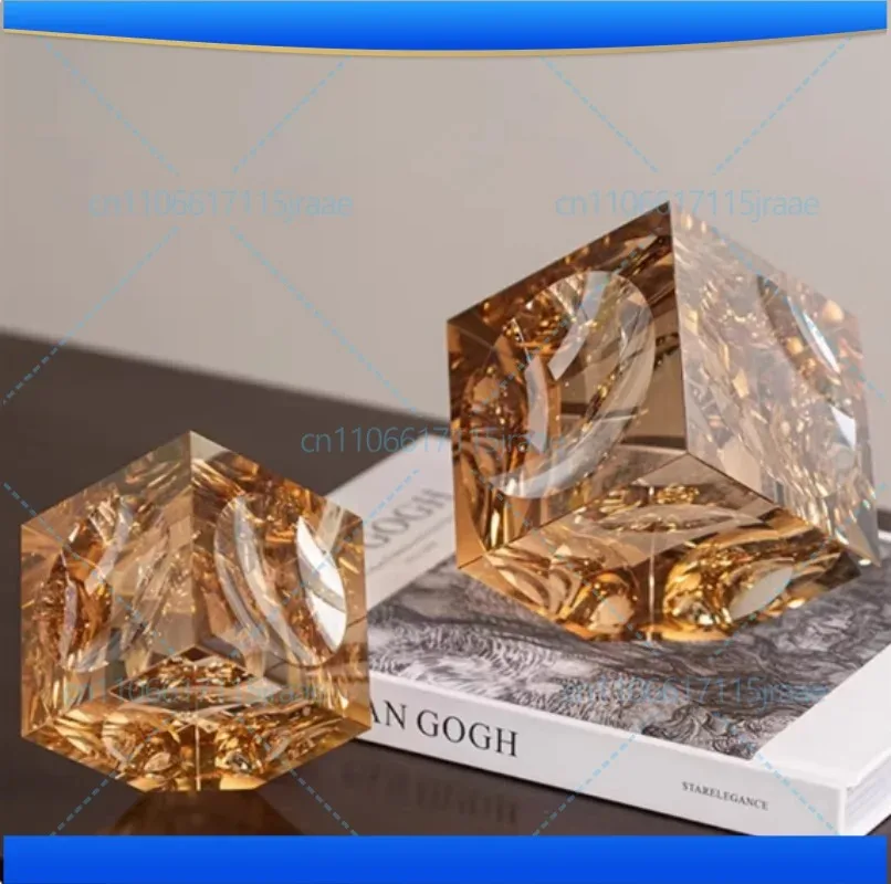 

Transparent Geometry Cube Crystal Statue Desk Decoration Ornaments Creative Crystal Square Block Sculpture Room Aesthetics Decor
