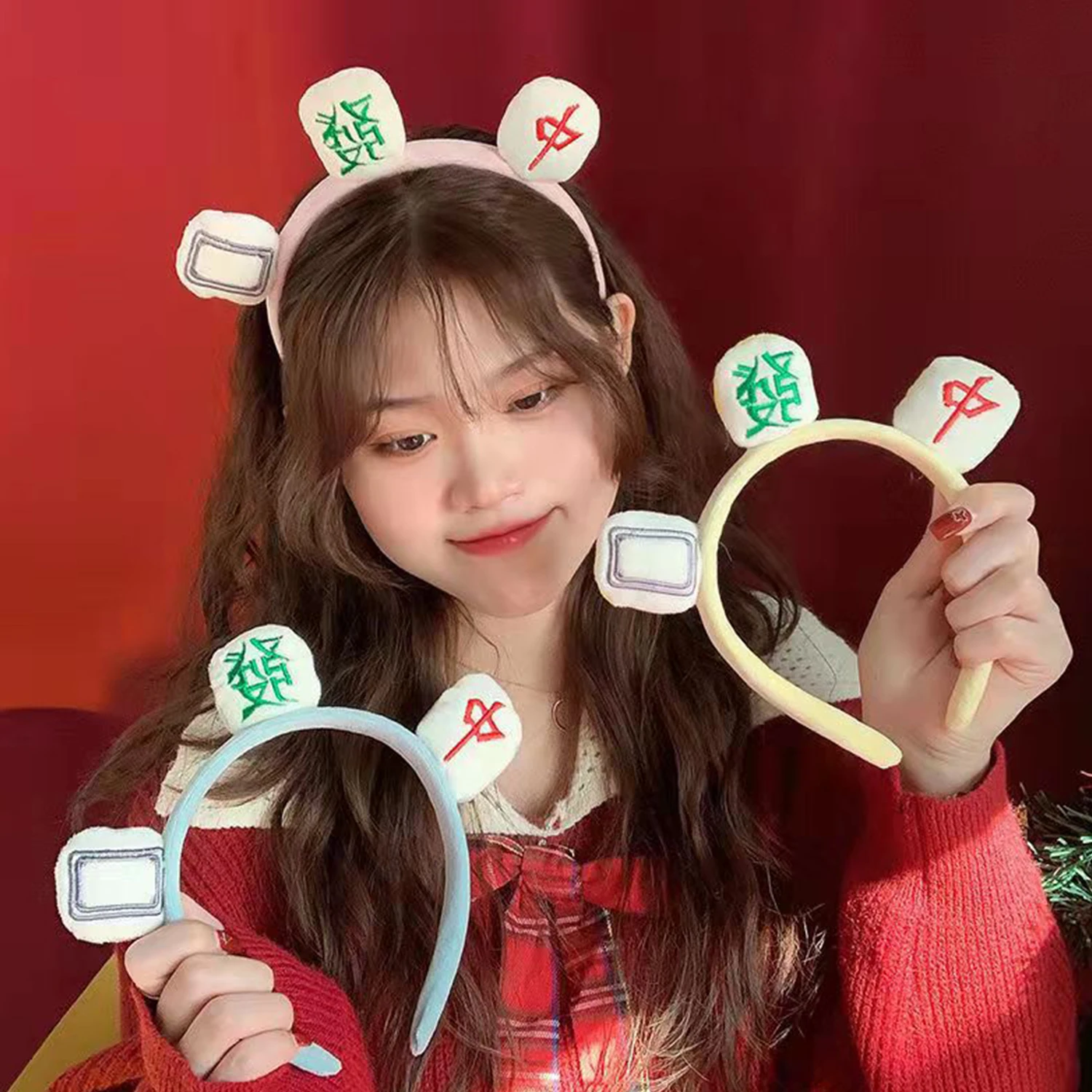 

Chinese Style Funny 3D Mahjong Headband Cute Cream Color Hair Hoop Hair Band Headwear Styling Tools Hair Accessories For Women