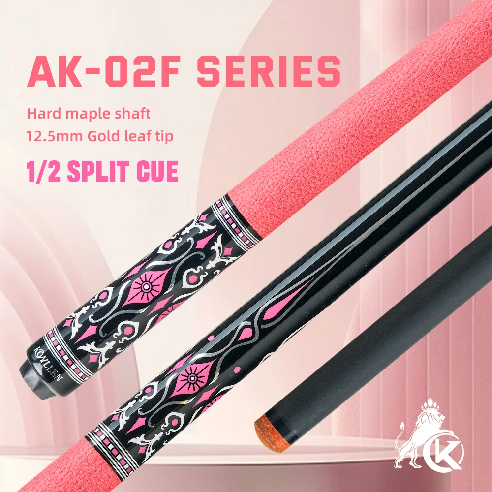

KONLLEN AK-02F Бильярдный кий из углеродного волокна с наконечником 12,5 мм, розовая кожаная ручка с низким дефектом, подходит для женщин, для бильярдного кия