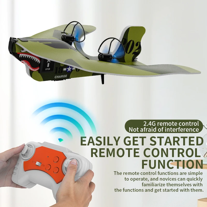 

KF802 2CH RC Airplane, Plane Ready To Fly, 2.4GHz Remote Control with LED Lamp, Easy To Fly RC Glider for Kids & Beginners Gift