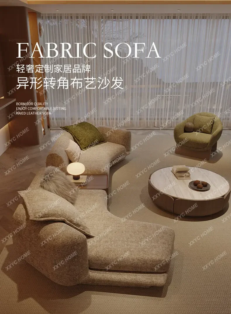 Special-shaped corner sofa creative designer lamb wool fabric, modern simple