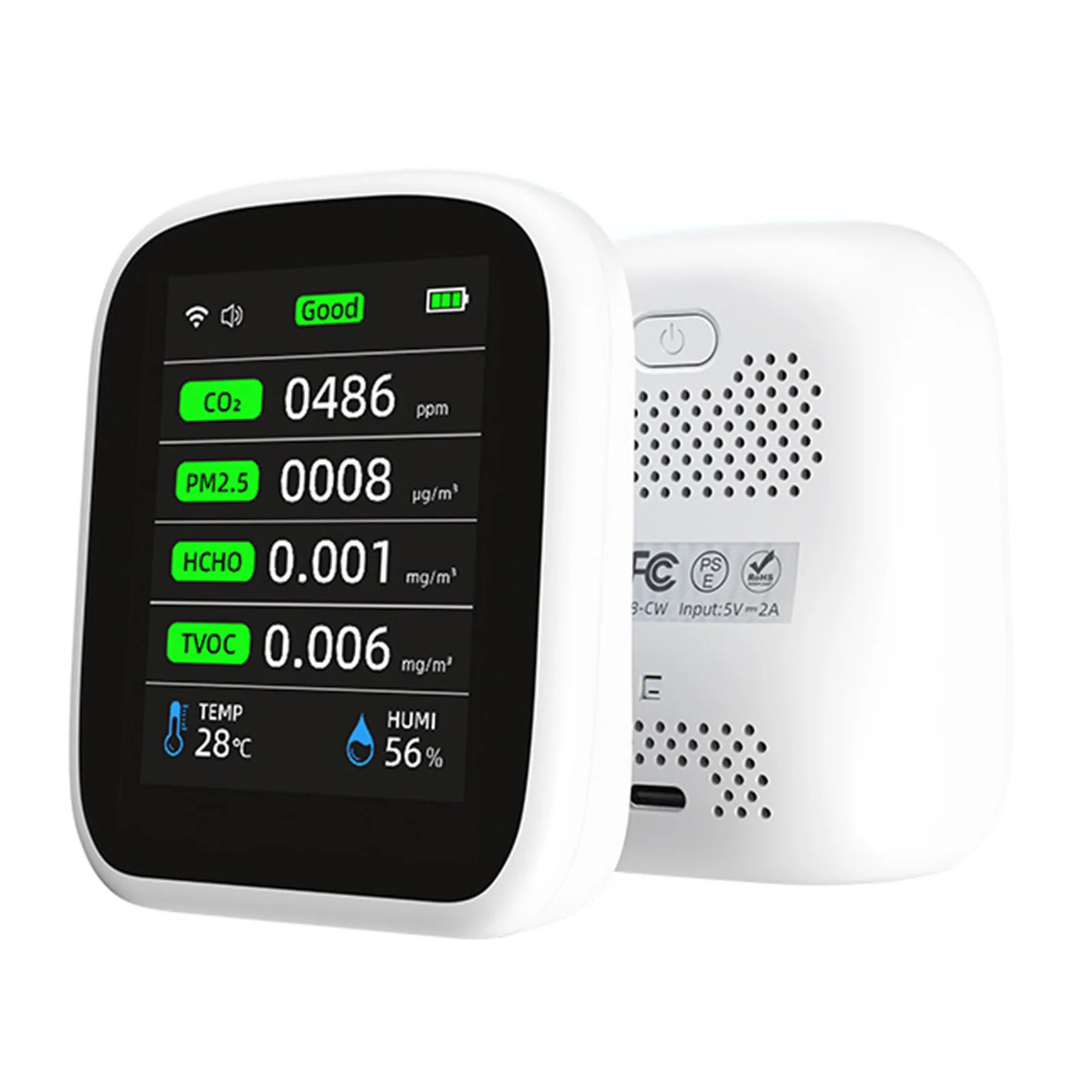 

Portable Multi-Function Gas Detector Air Quality Monitor CO2 Carbon Dioxide Detector Temperature and Humidity Detecting At Home