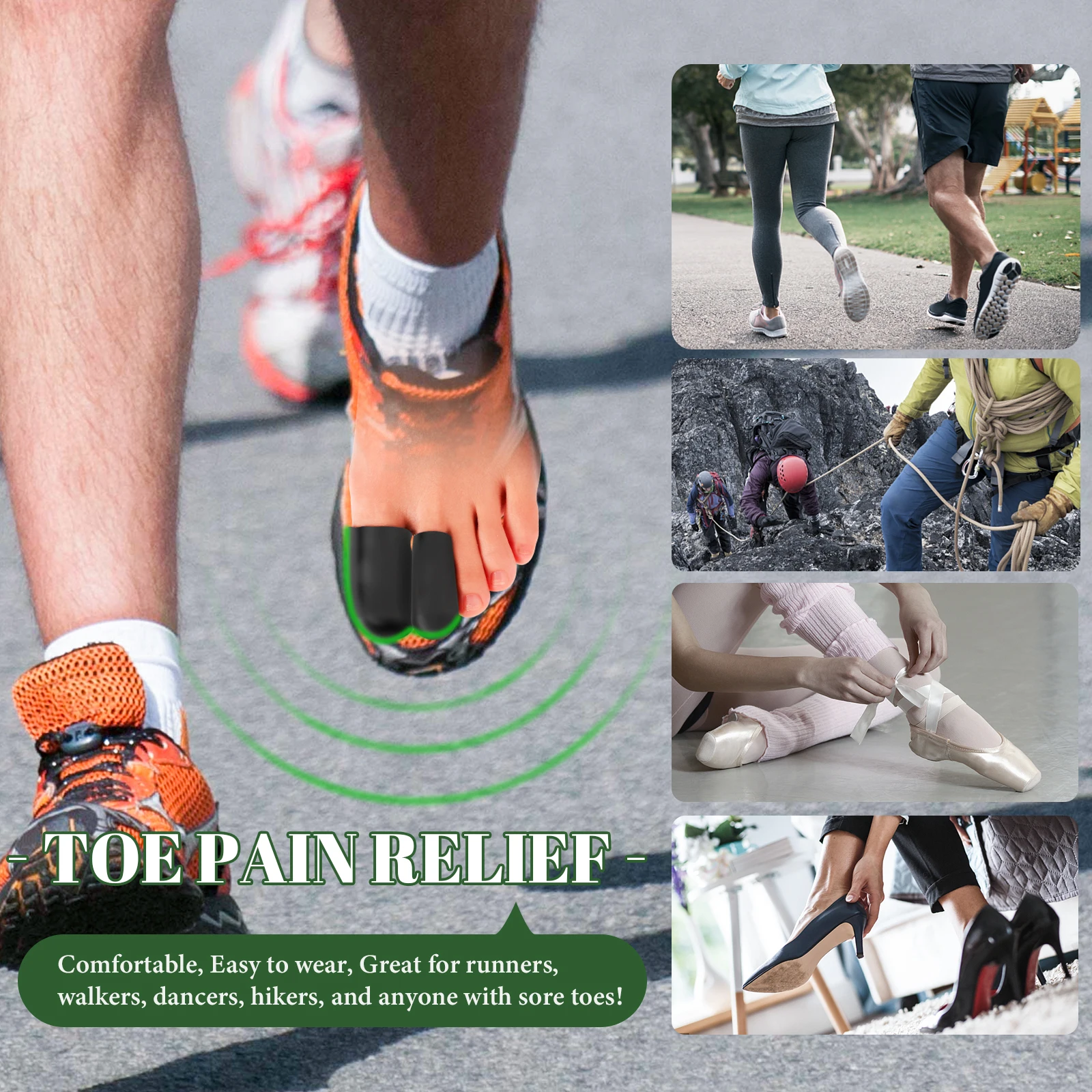 แผ่นเจลนุ่มป้องกันนิ้วเท้า 2 ชิ้น สำหรับดูแลนิ้วหัวแม่เท้า ป้องกันตาปลา แผลพุพอง บรรเทาอาการปวด ลดการเสียดสี ปกป้องนิ้วเท้าและนิ้วมือ ดูแลสุขภาพเท้า