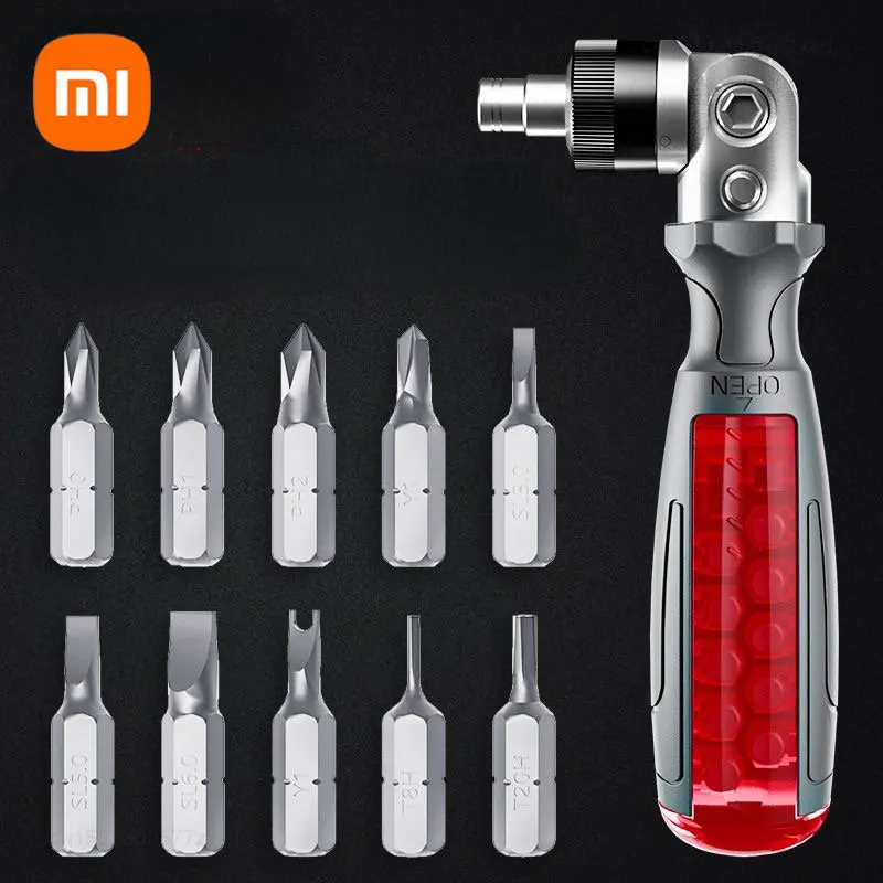 Xiaomi Delixi 10 in 1 Portable Multi-angle Ratchet Screwdriver Tool Set Multi-function Household Phillips Slotted Screw Drivers